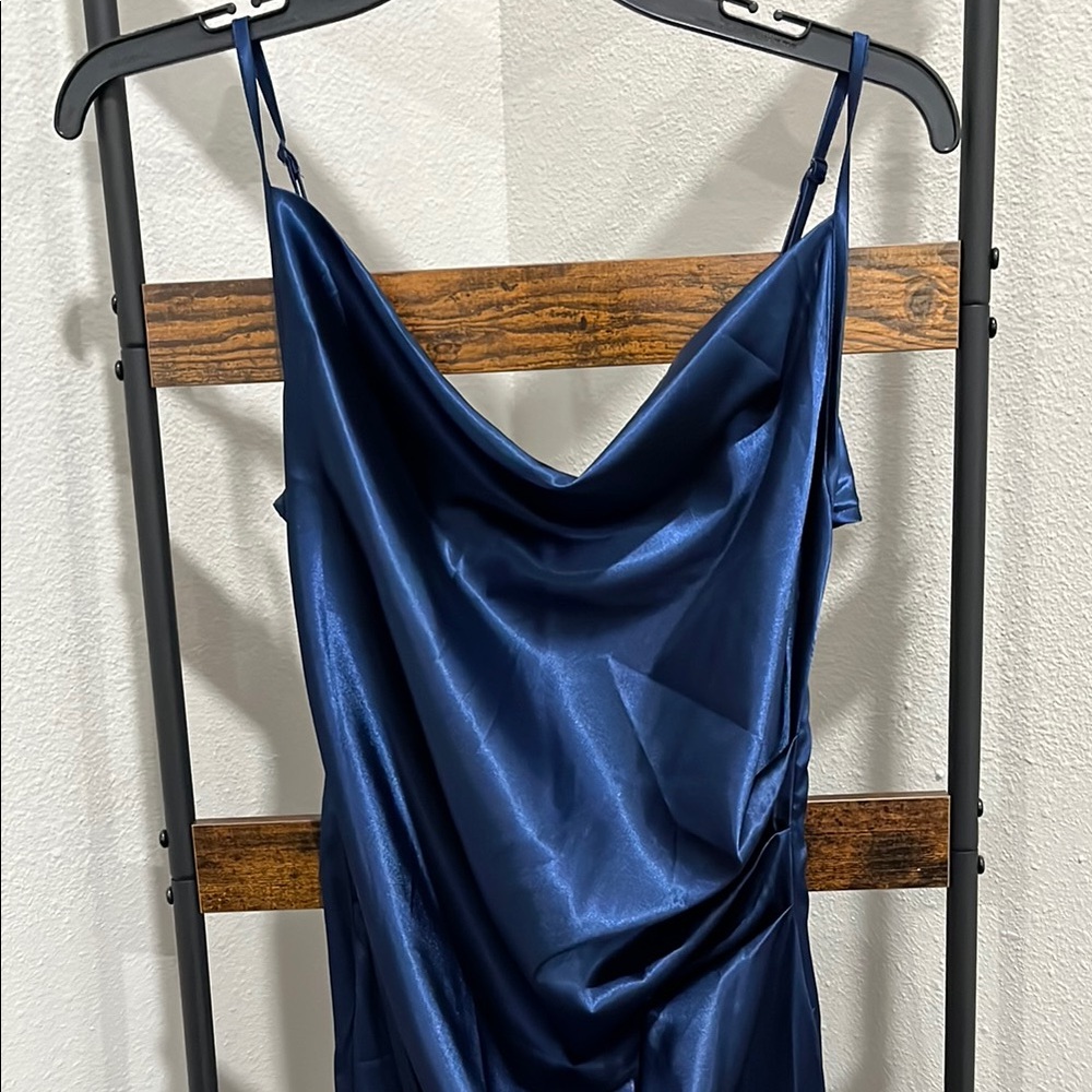 Blue Satin Slip Dress